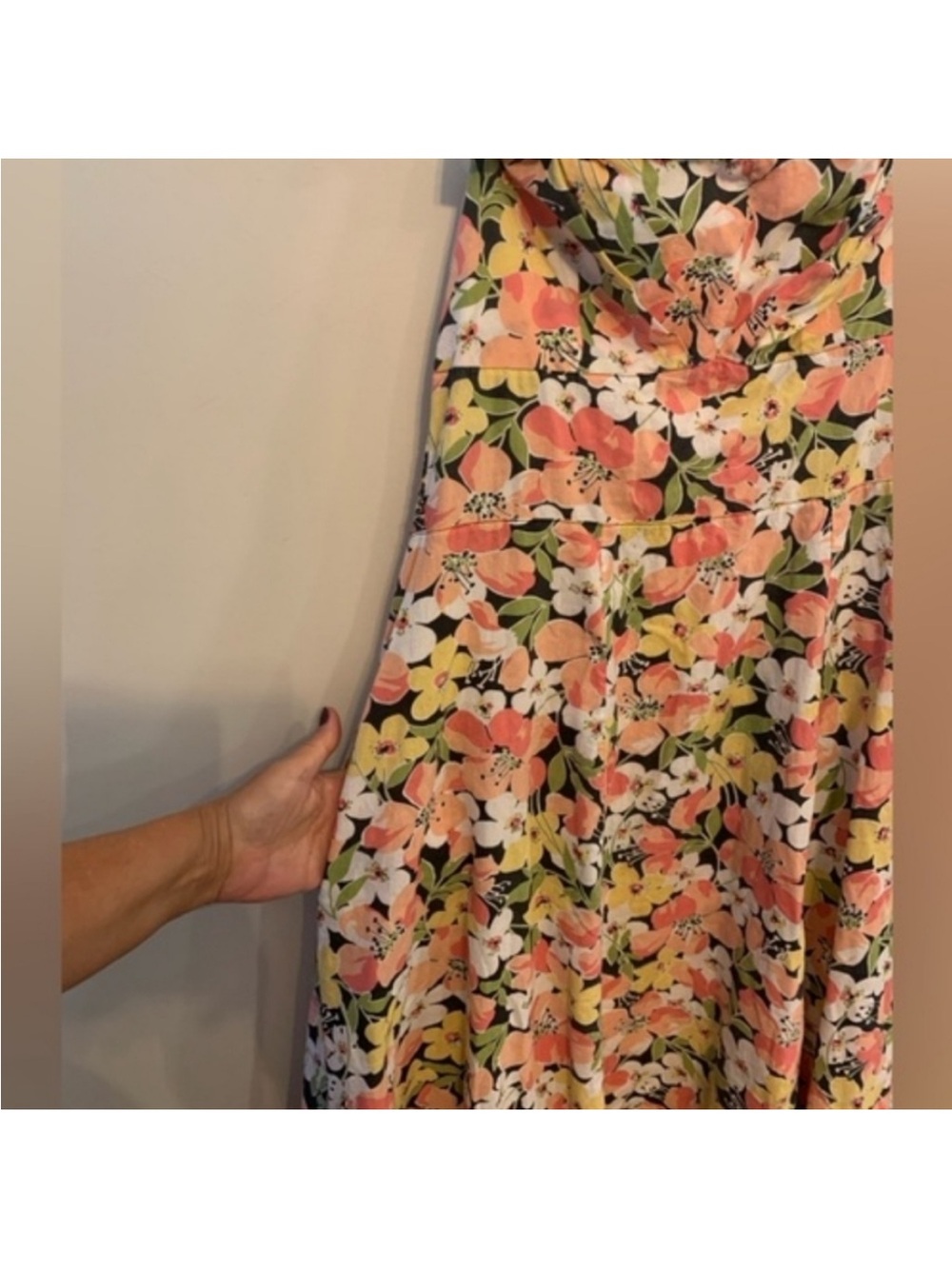 Vintage April Cornell 100% Cotton Midi Dress Floral A line pink sweetheart S - Picture 9 of 10